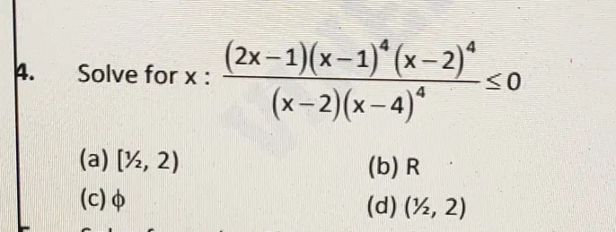 4 Solve For X Frac 2x 1 X 1 4 X 2 4 X 2 X 4 4 Leq 0 A 1 2 2 B R C F D 1 2 2 Snapsolve