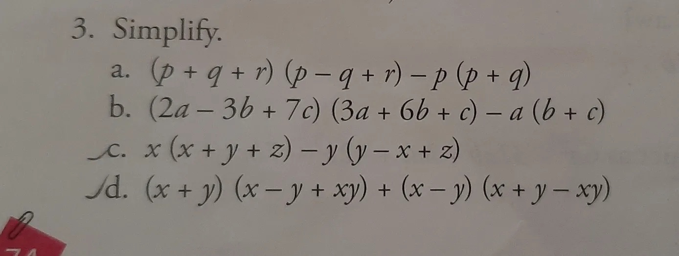 3 Simplify A P Q R P Q R P P Q B 2a 3b 7c 3a 6b C A B C C X X Y Z Y Y X Z Jd X Y X Y Xy X Y X Y Xy Snapsolve
