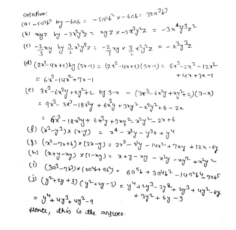 6 Multiply A 5a 2 B 2 By 6ab B Xyz By 3x 3 Yy 2 Z C Frac 2 3 Xy By Frac 3 2 X 2 Y 2 Z D 2x 2 4x 1 By 3x 1 E 3x 3 6x 2 Y Xy 2 2 By 3 X F X 3 Y 3 By X Y G X 2 7x 6 By 2x Y H X Y Xy By