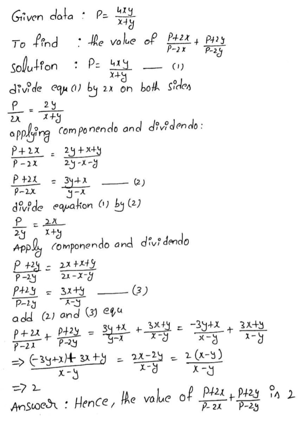 If P Frac 4xy X Y Find The Value Offrac P 2x P 2x Frac P 2y P 2y 4 Snapsolve