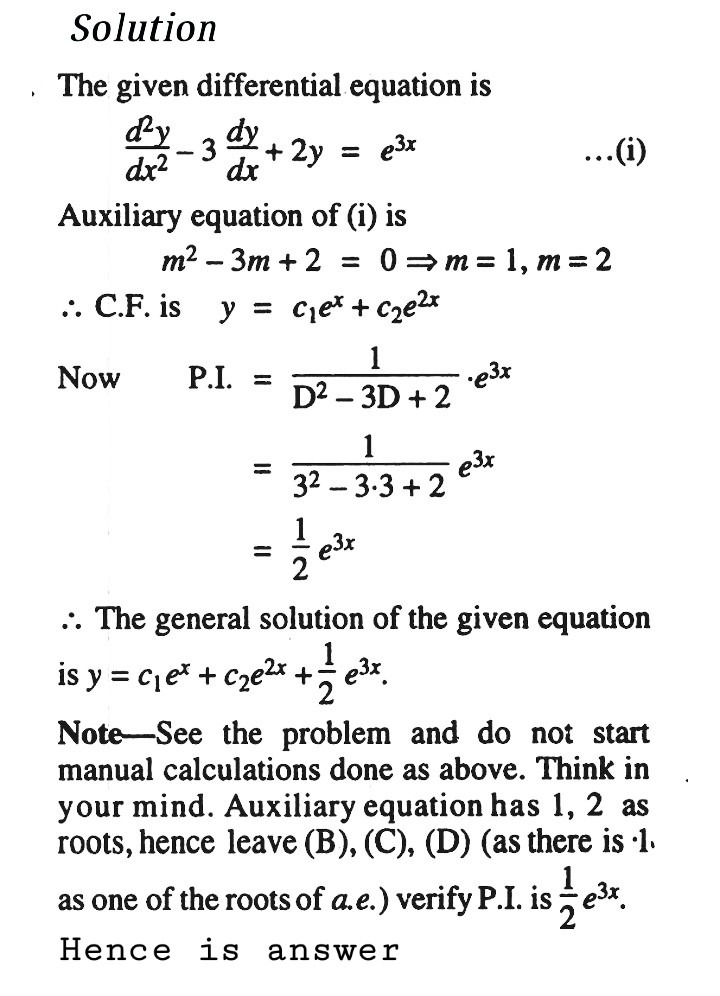 What Is The Solution Of The Differential Equationfrac D 2 Y Dx 2 3frac Dy Dx 2y E 3x 3r Snapsolve