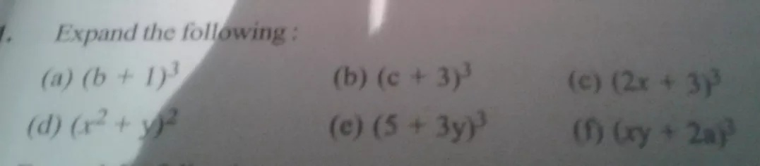 T Expand The Following A B 1 3 B C 3 3 C 2x 3 3 D X 2 Y 2 C 5 3y 3 F Xy 2a 3 Snapsolve