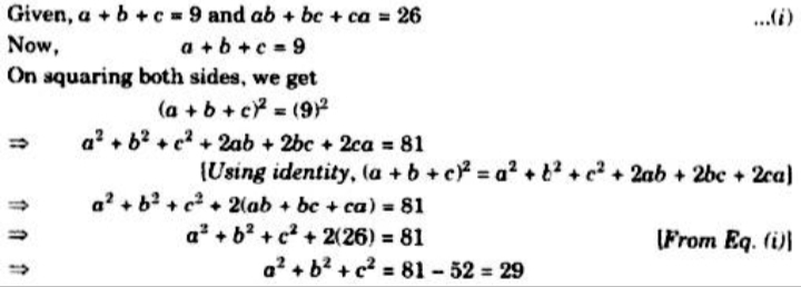 If A B C 9 And Ab Ca 26 Find A 2 B 2 C 2 Snapsolve