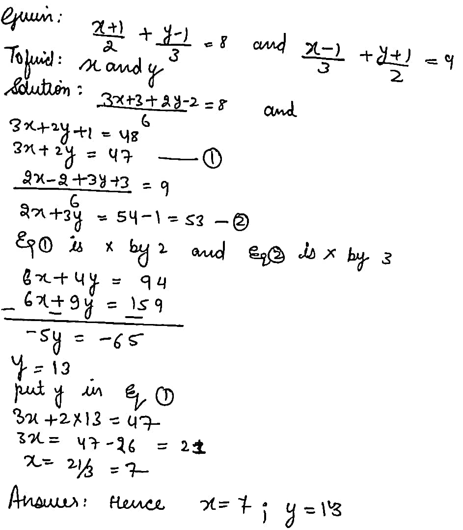 Solve For X And Y Frac X 1 2 Frac Y 1 3 8 Frac X 1 3 Frac Y 1 2 9 Snapsolve