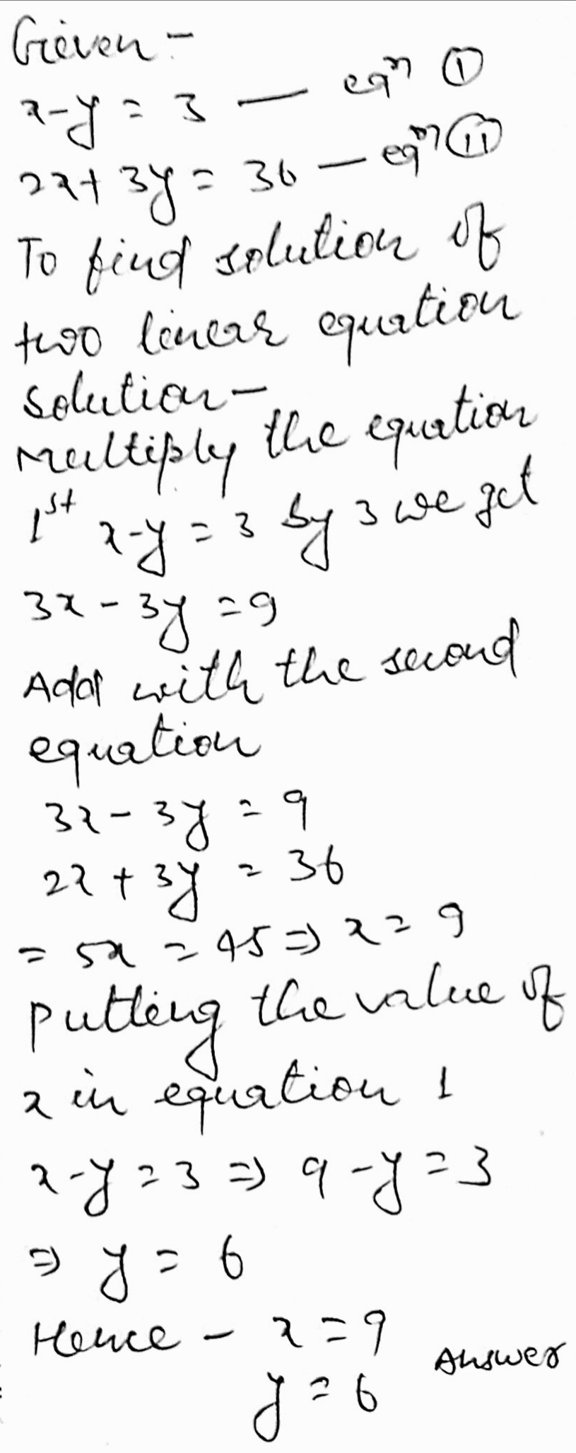 1 Point Q4 The Solution Of Linear Equation Tex X Y 3 Tex And Tex 2x 3y 36 Tex Is Snapsolve