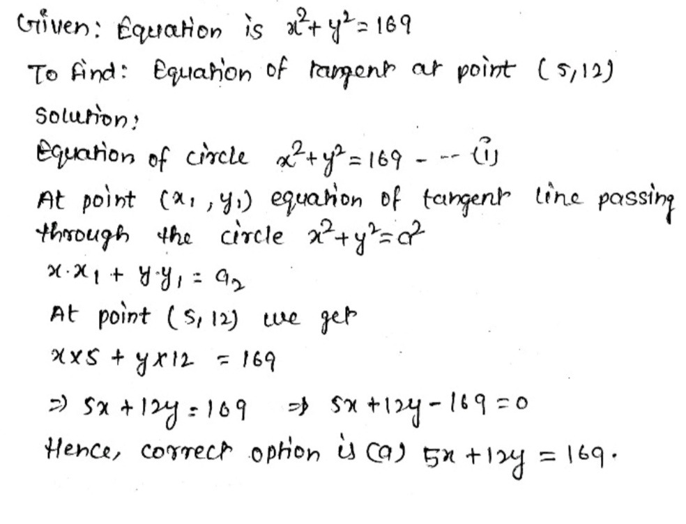 5 X 2 Y 2 169 方farg 5 12 A 5x 12y 169 B 12x 5y 169 C 12x 5y 0 D 12x 5y 0 Snapsolve