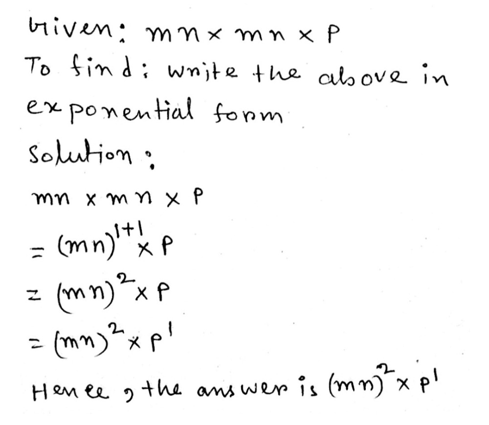 Write the following in exponential form:mntimes mntimes p  Snapsolve