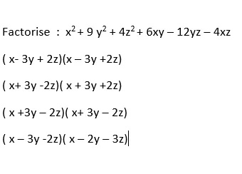 Factorise X 2 9 Y 2 4z 2 6xy 12yz 4xz X 3y 2z X 3y 2z X 3y 2z X 3y 2z X 3y 2z X 3y 2z X 3y 2z X 2y 3z Snapsolve