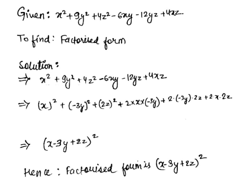 Factorise X 2 9 Y 2 4z 2 6xy 12yz 4xz X 3y 2z X 3y 2z X 3y 2z X 3y 2z X 3y 2z X 3y 2z X 3y 2z X 2y 3z Snapsolve