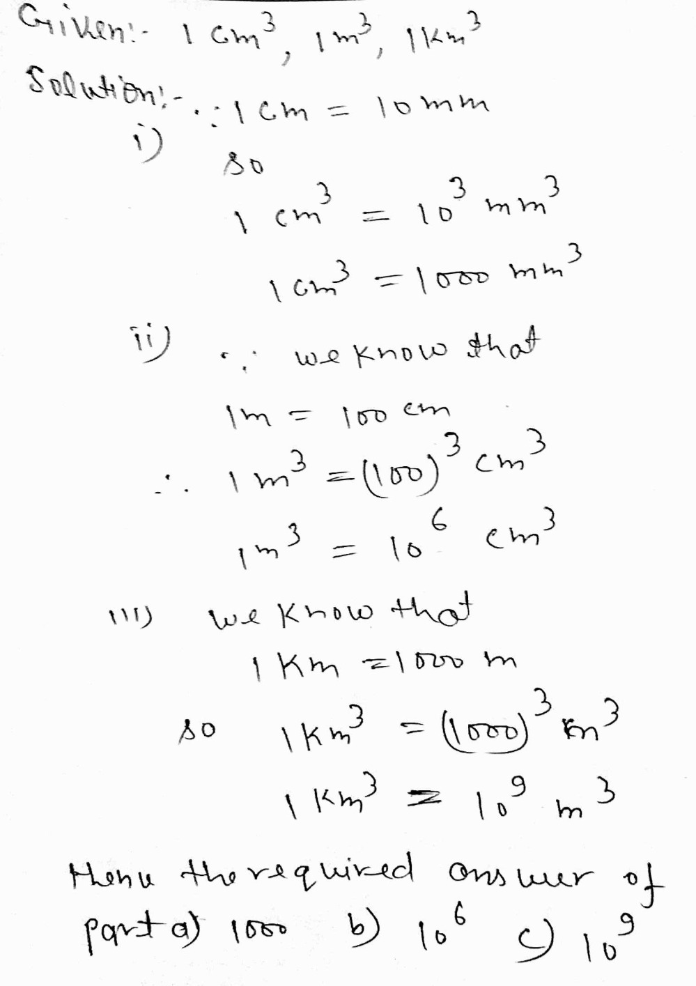 I 1 Cm3 A Mm3 I 1 M3 B Cm3 Ii 1 Km3 C M3 Snapsolve