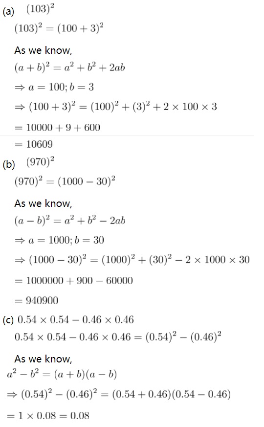 C X 1 Simplify The Following By Using Identities Tex 103 2 Tex B I D Tex 970 2 Tex E G Tex 0 54 Times 0 54 0 46 Times 0 46 Tex B Snapsolve