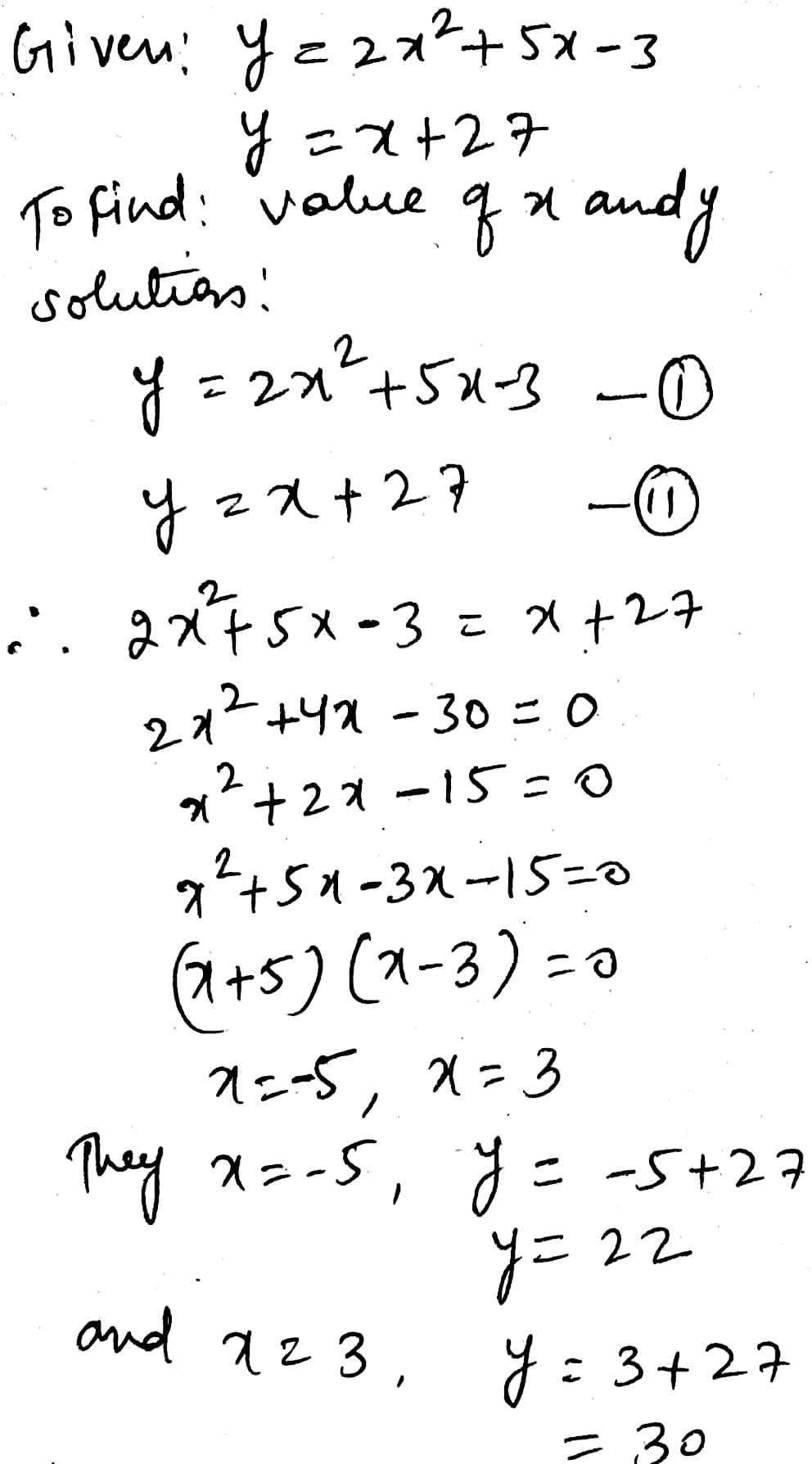 Y 2x 2 5x 3 Y X 27 Snapsolve