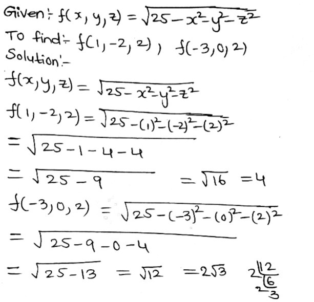 F X Y Z Sqrt 25 X 2 Y 2 Z 2 F 1 2 2 F 3 0 2 Snapsolve