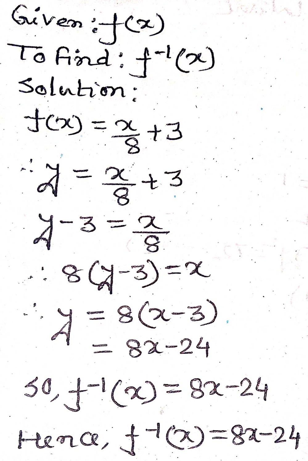 Write An Expression For F X Expand Any Brackets In Your Answer F X Dfrac X 8 3 Snapsolve