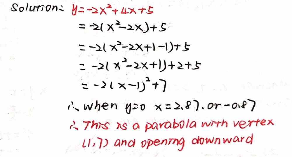 Graph The Following Begin By Writing The Following Y 2x 2 4x 5 In The Vertex Form Snapsolve