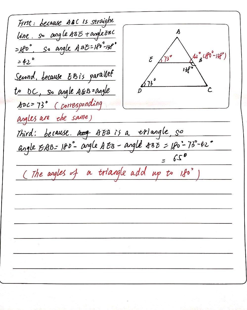 6 ADC is a triangle. AED and ABC are straight line - Gauthmath