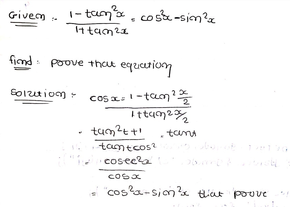 Frac Tan 2x1 Tan 2x Cos 2x Sin 2x How To Prove Gauthmath