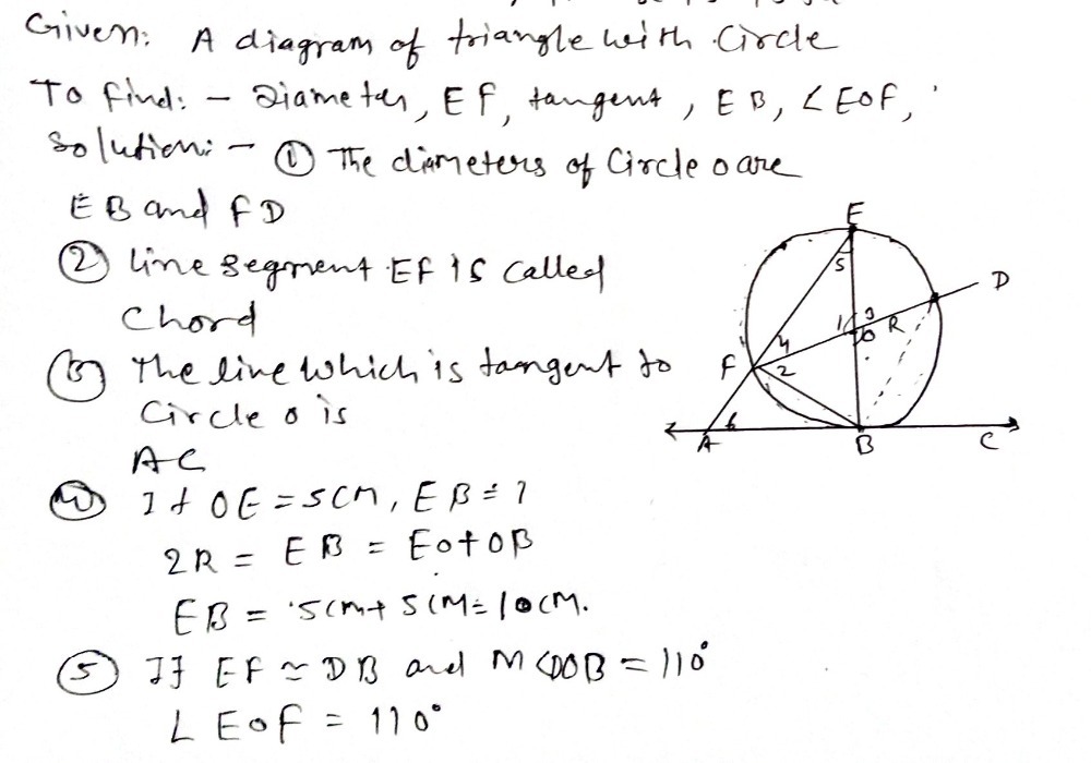 Arc H 1 The Diameters Of Circle O Are A Fd And E Gauthmath