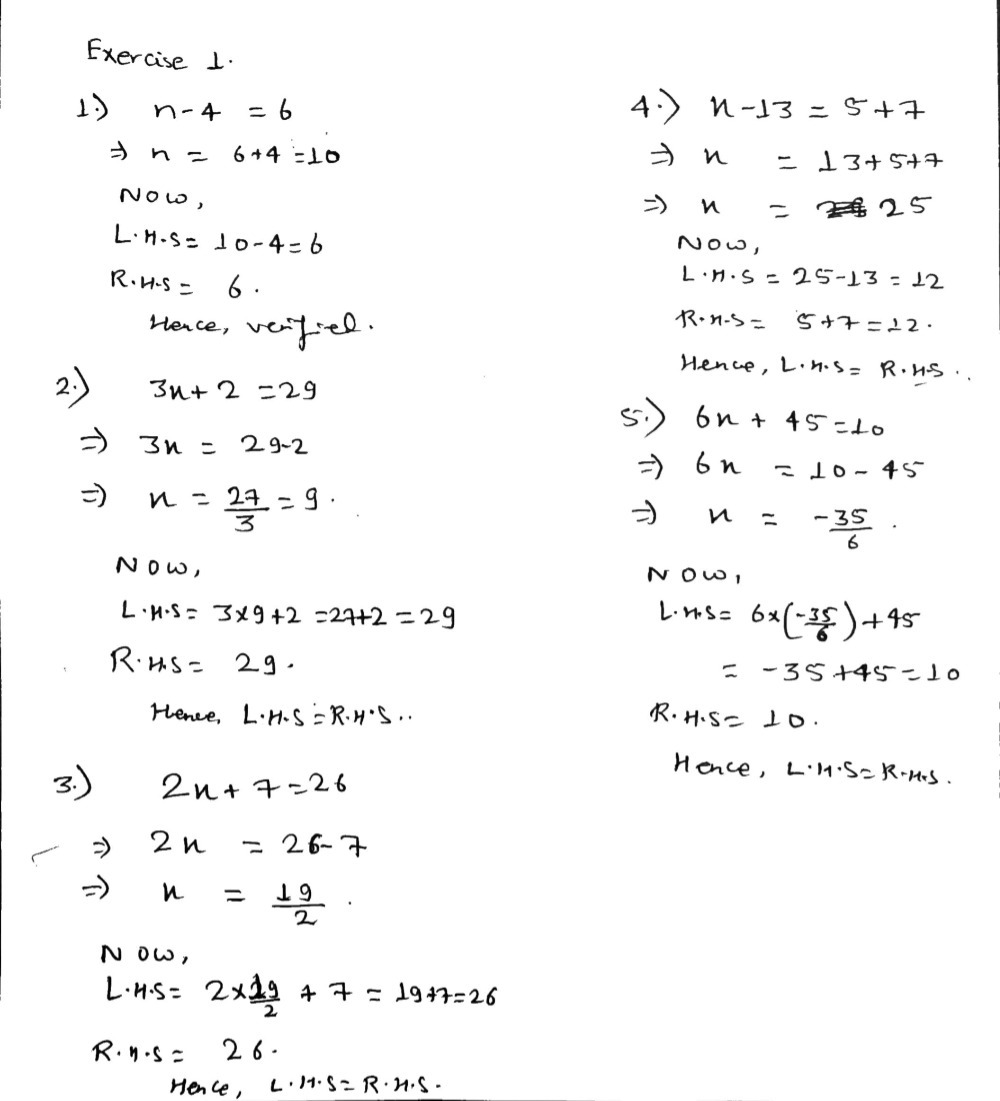 Exercise 1 Exercise 2 Direction Solve And Check Gauthmath