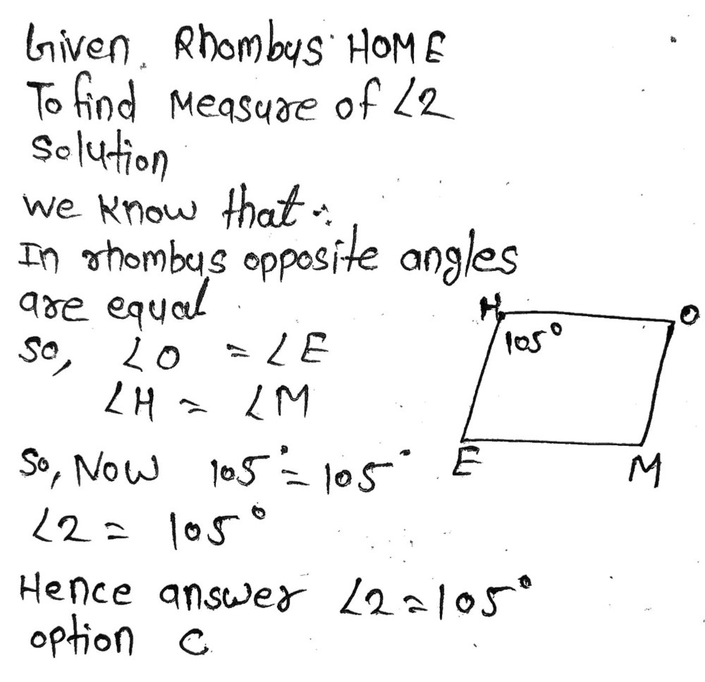 7 What Is The Measure Of Angle 2 In Rhombus Home Gauthmath