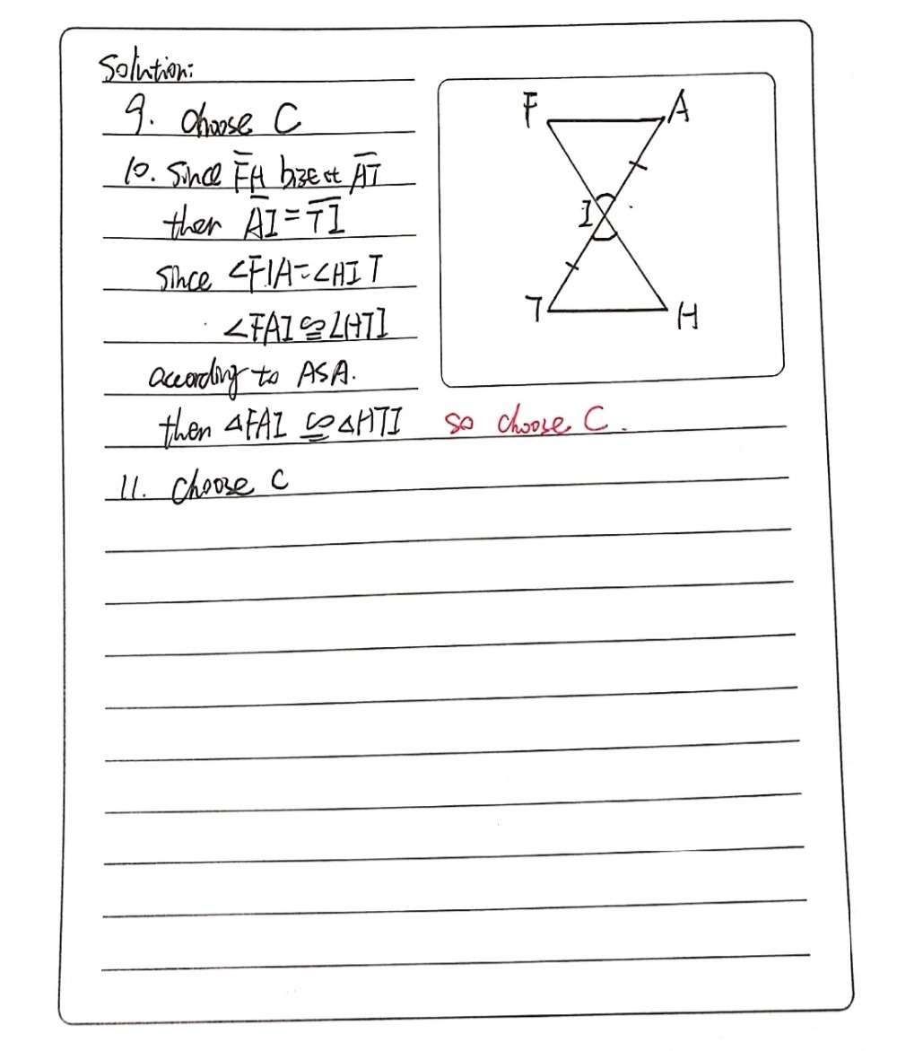 Solved: For numbers 9-11, refer to the figure below. Given: overline ...