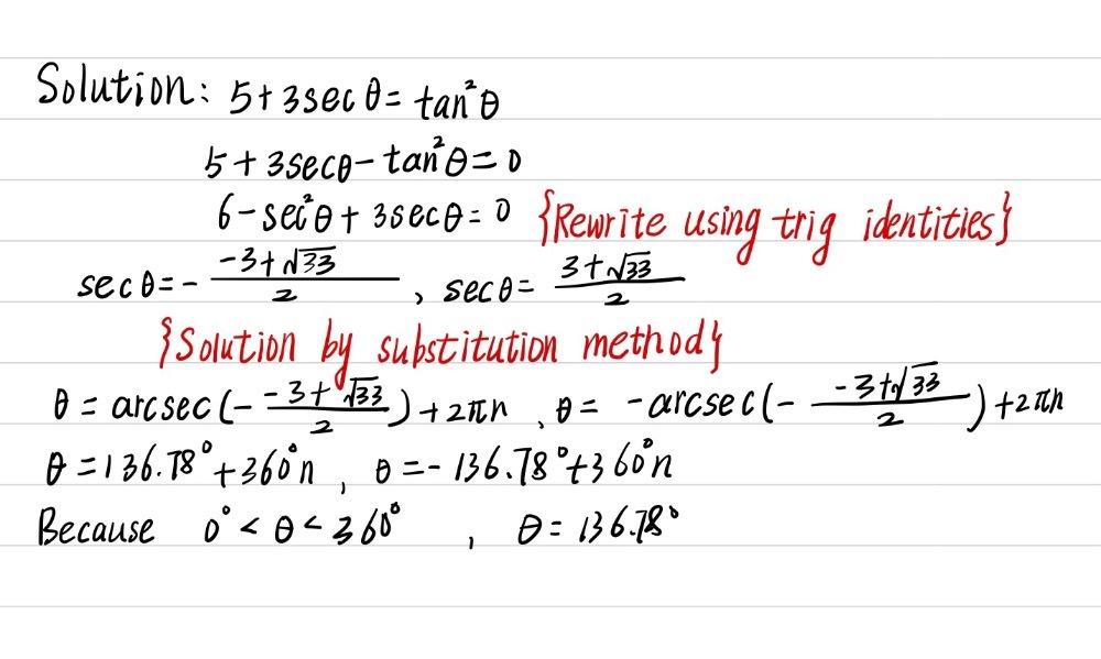 Solve The Equation 5 3 Sec 8 Tan 2 8 Givin Gauthmath