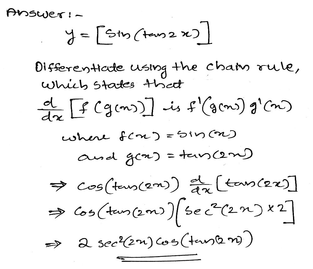 Find D X Sin Tan 2x Using Chain Rule Gauthmath