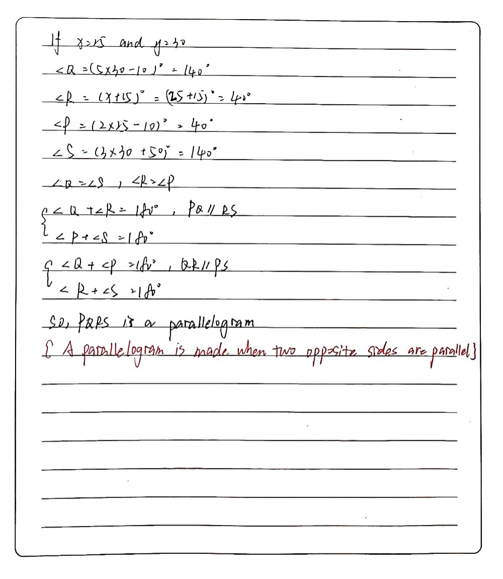 Lf X 25 And Y 30 Is Pqrs A Parallelogram R P S Gauthmath