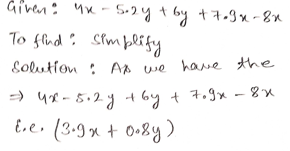 3 Simplify 4x 5 2y 6y 7 9x 8x A 4 7xy B 1 3x Gauthmath