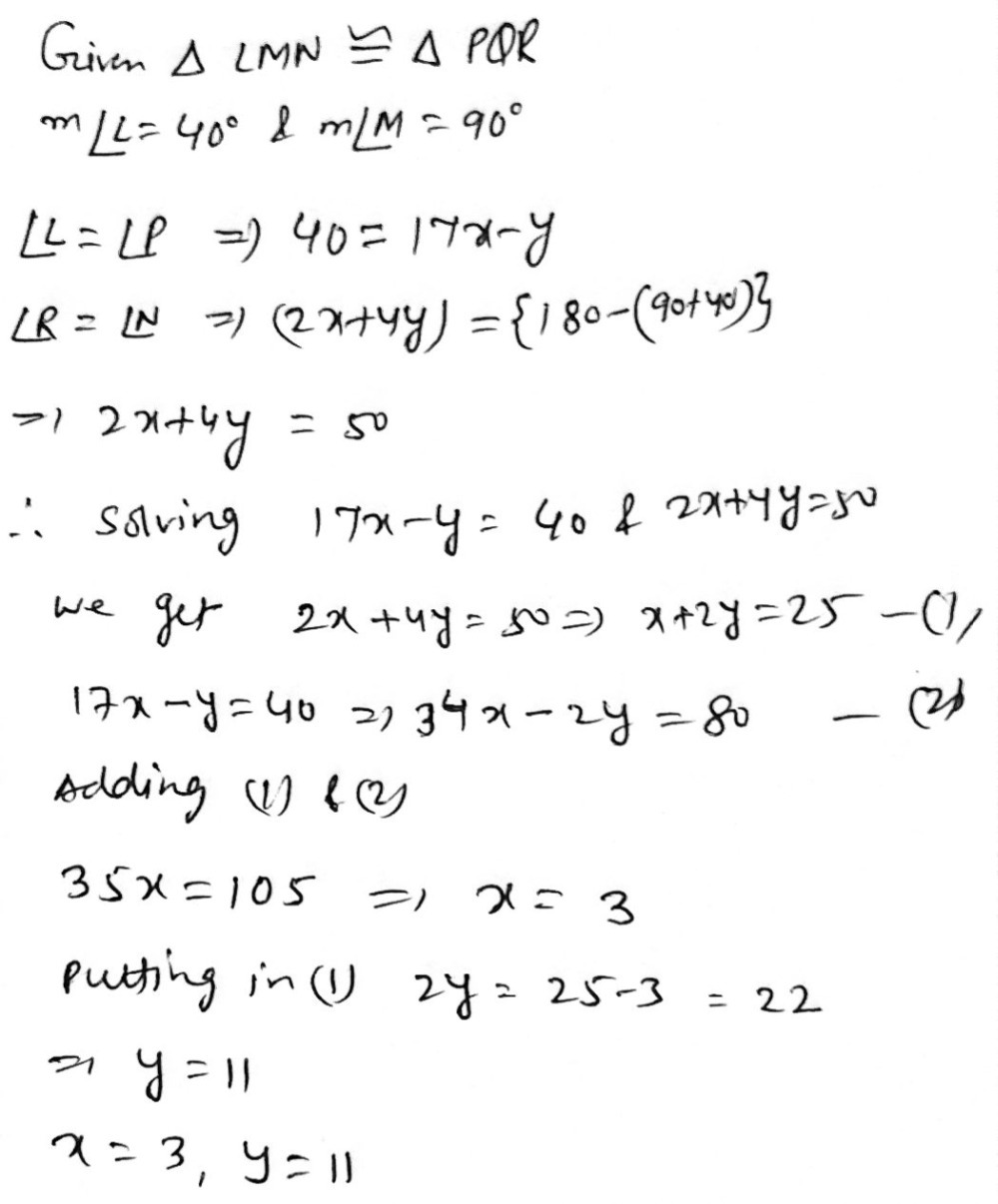 1 Given Lmn Delta Pqr M L L 40 Gauthmath