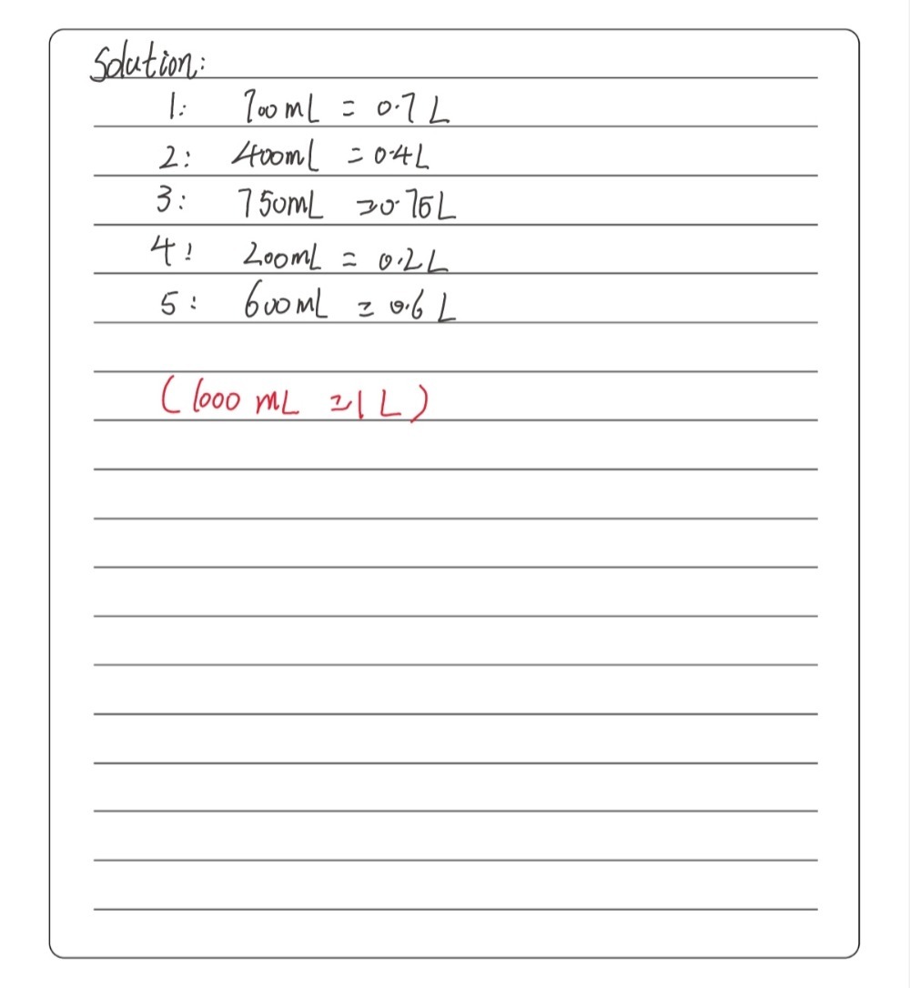 5 50ml B What Is The Volume Of Water In Each Gauthmath