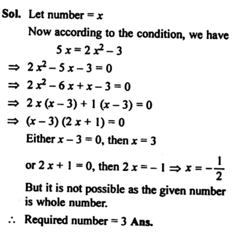 4 Five Times A Certain Whole Number Is Equal To Three Less Than Twice The Square Of Thenumber Find The Number Snapsolve