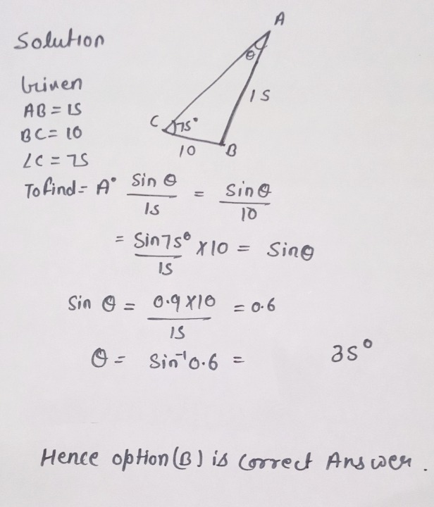 B 3 In Triangle Abc If C 75 Ab 15 And Gauthmath