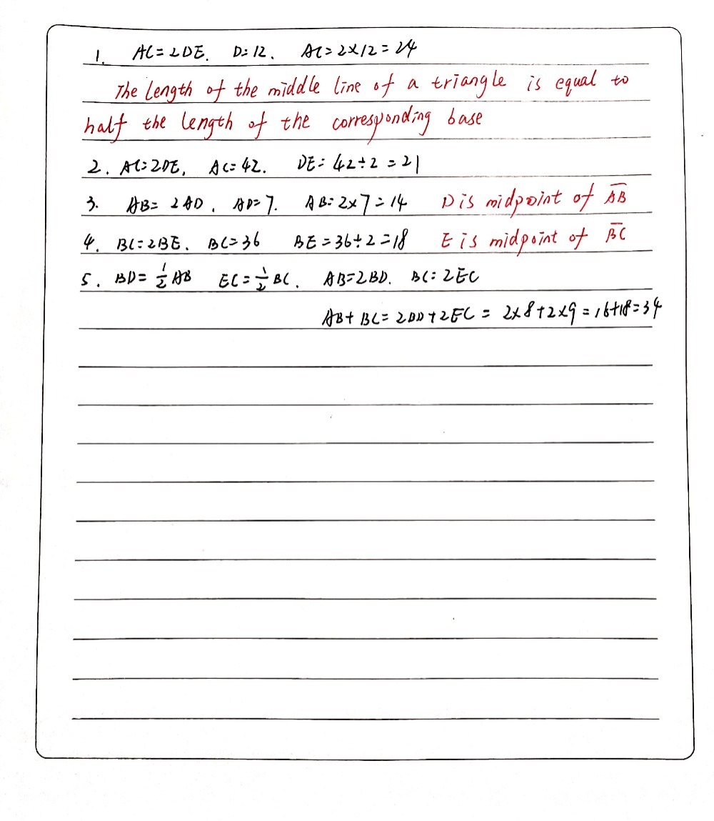 A In The Figure Below D And E Are Midpoints Of O Gauthmath