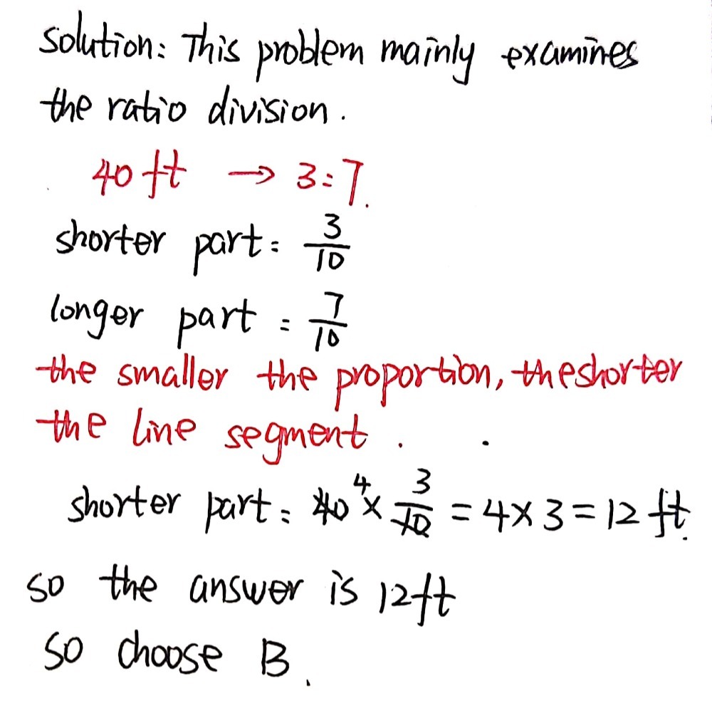 10 A Line 40 Ft Long Is Divided Into Two Parts Gauthmath