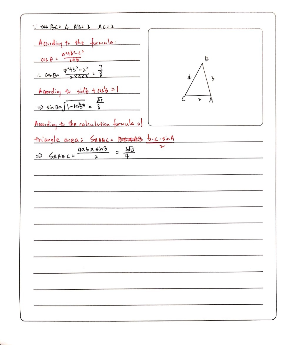 Find The Area Of Triangle Abc If Ab 3 4 And Gauthmath