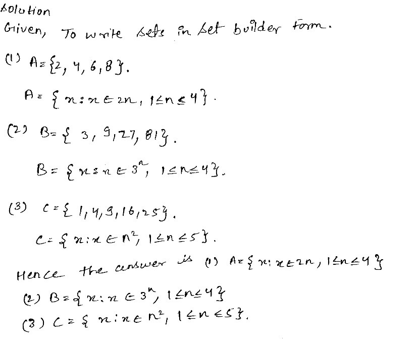 1 Write The Following Sets In The Set Builder For Gauthmath