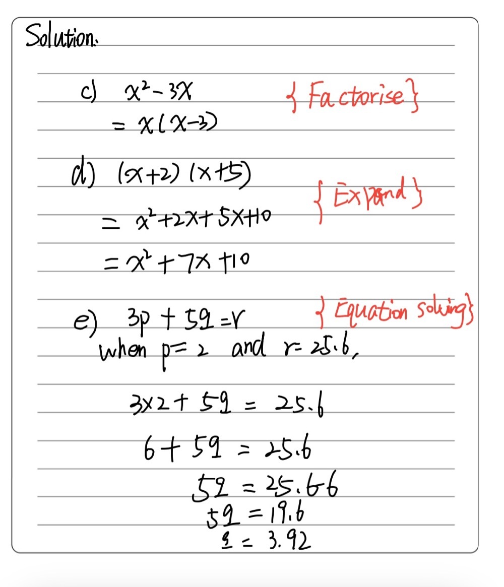 C Factorise X2 3x 1 D Expand And Simplify X 2x 5 Gauthmath