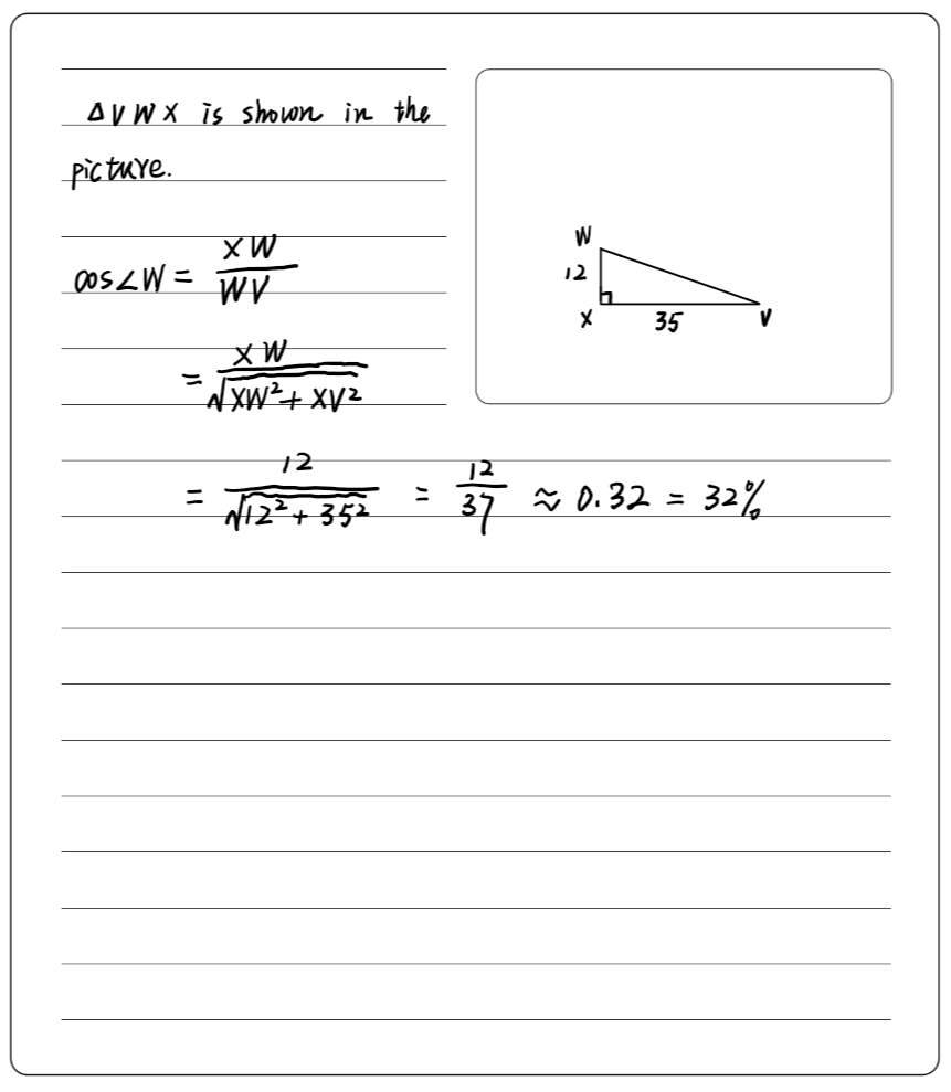 In Delta Vwx The Measure Of Angle X 90 Vx 3 Gauthmath