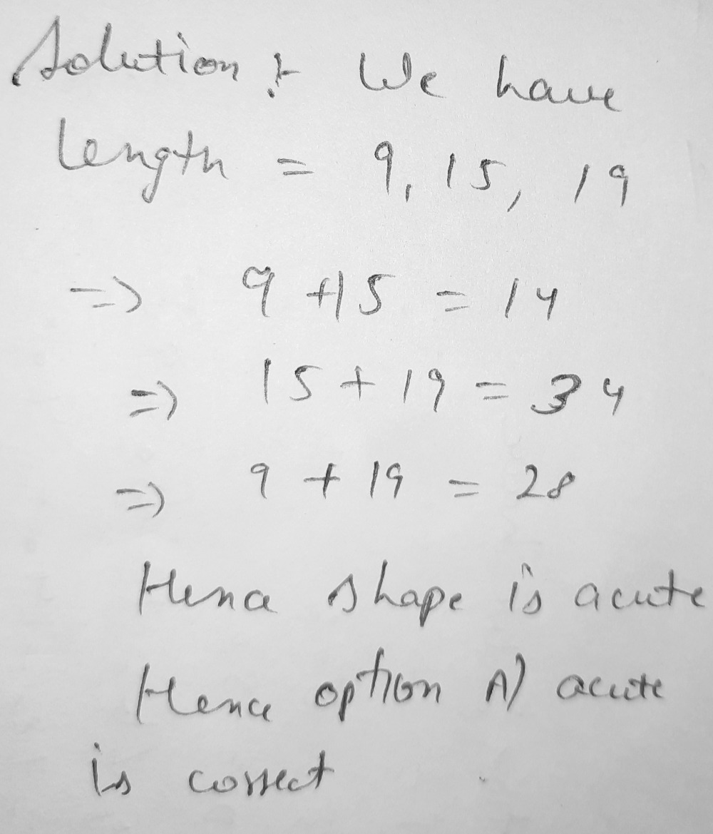 Given The Side Lengths Of A Triangle To Be 9 15 Gauthmath