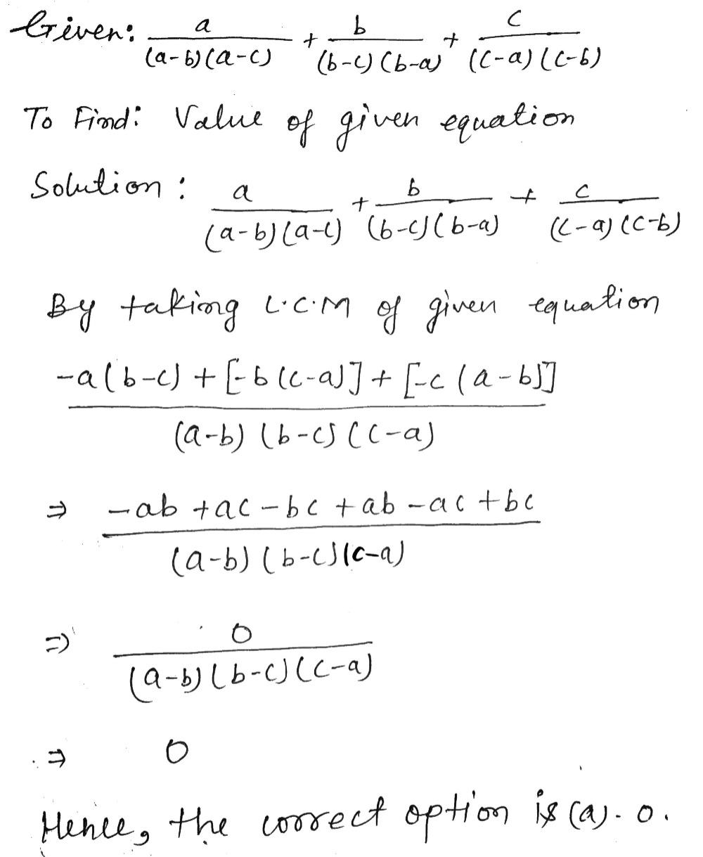 17 The Value Offrac A A B A C Frac B B C B A Frac C C A C B Is A 0 B 2 C 1 D None Of These X 1 R 1 Snapsolve