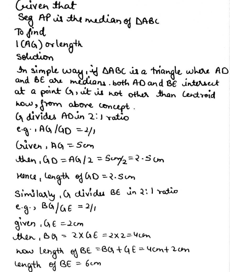 Ln Delta Abc G Is The Centroid If Ell Ag 4 Then L Gp And L Ap Snapsolve