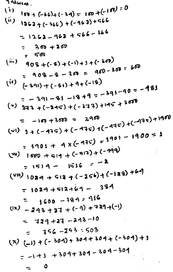 Find The Sum I 100 66 34 Ii 1262 366 962 566 Iii 908 8 1 1 300 Iv 391 81 9 18 V 373 245 373 145 3000 Vi 1 475 475 475 475 1900 Vii 1000 514 517 999 Viii 1024 512 256 128