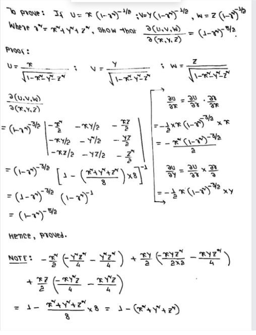 If U X 1 R 2 1 2 V Y 1 R 2 1 2 W Z 1 R 2 1 2 Where R 2 X 2 Y 2 Z 2 Show That Frac Partial U V W Partial X Y Z 1 R 2 5 2 Snapsolve