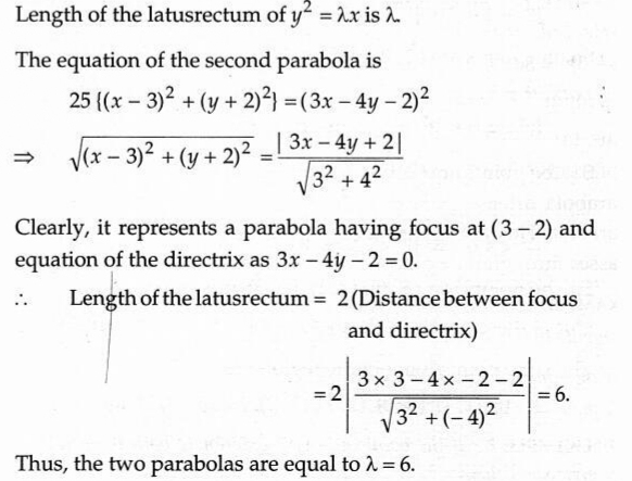 Example 13 The Parabolas Y 2 Lambda X And25 X 3 2 Y 2 2 3x 4y 2 2 Are Equal If Lambda A 1 B 2 C 4 D 6 Snapsolve