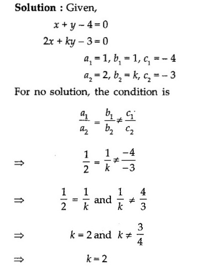 Q 17 The Value Of K For Which The Systemof Equations X Y 4 0 And 2x Ky 3 Has Nosolution Is I 2 Ii Neq 2 Iii 3 Iv 2 Snapsolve