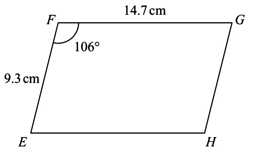 Solved: The diagram shows parallelogram (EFGH). (EF=9.3) cm (FG=14.7 ...