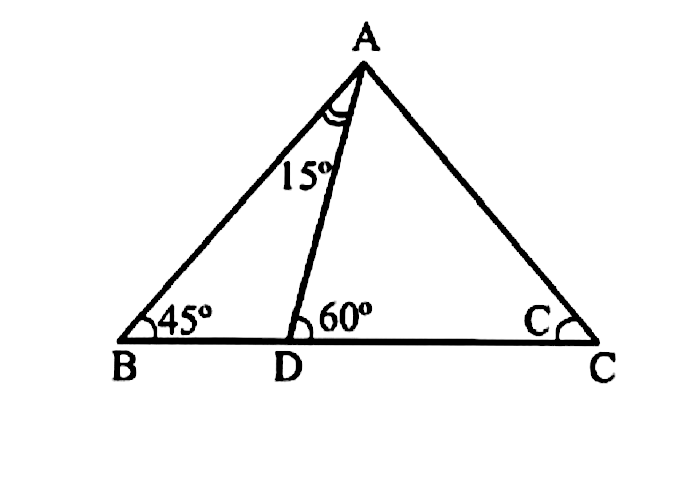 In A Triangle Abc Angle Abc 45 Circ Point D Is On So That 2bd Cd And Angle Dab 15 Circ Angle Acb In Degree Equals A 30 Circ B 60 Circ C 75 Circ D 90 Circ