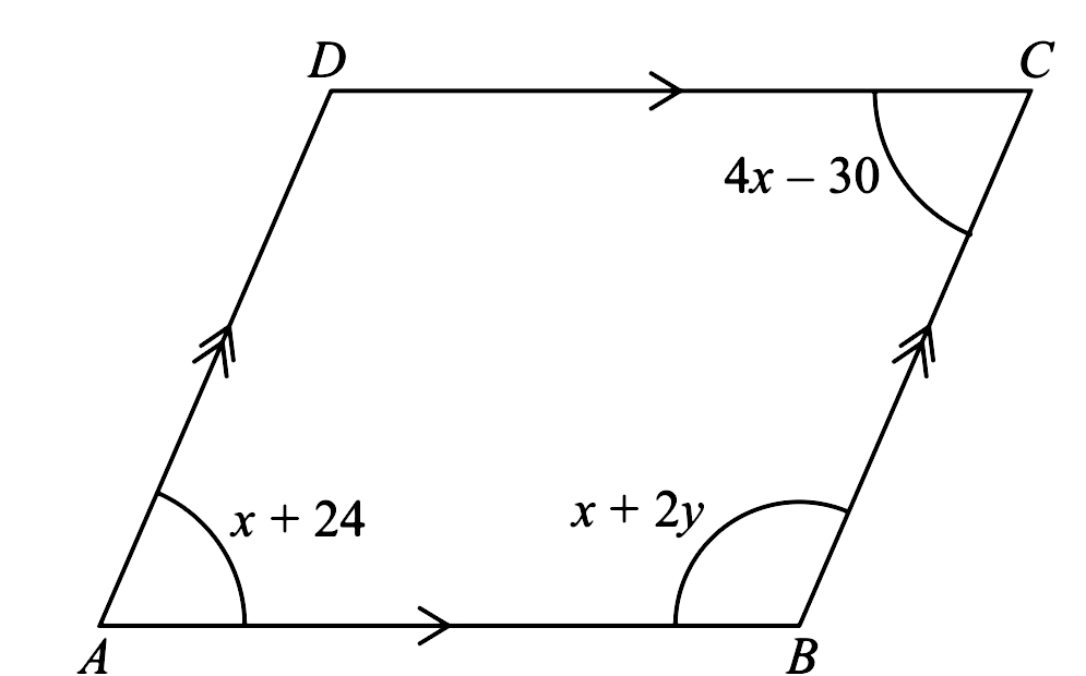 Solved: The diagram shows a parallelogram (ABCD). In the diagram, all ...