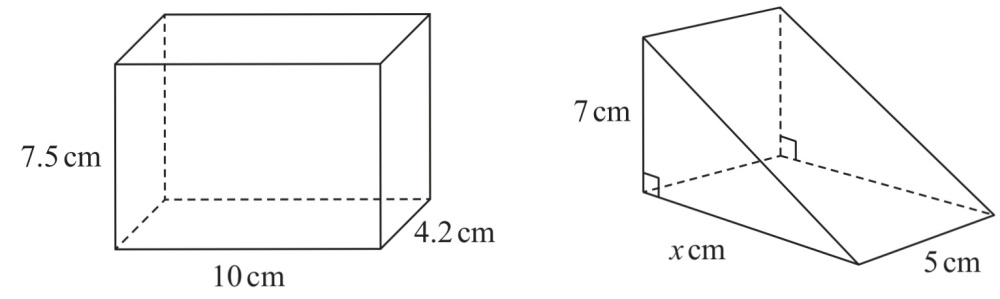 Solved: The diagram shows a cuboid and a triangular prism. The volume ...